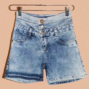 Brazilian Acid‎ Wash High Waisted Short Shorts With Padded Butt Size Small